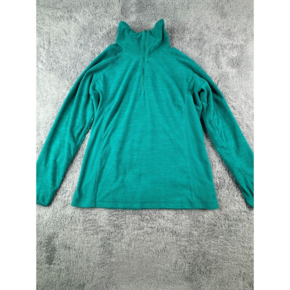 Columbia Women's Large Green Pullover Fleece Jacket 1/4 Zip Closure